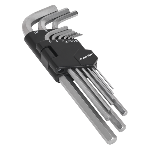 Sealey Premier Long Hex Key Set 9 Piece 1.5-10mm