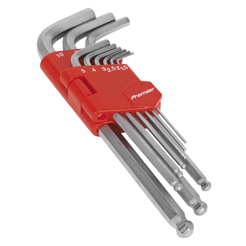 Sealey Premier Hex Key Set 9 Piece 1.5-10mm Ball-End