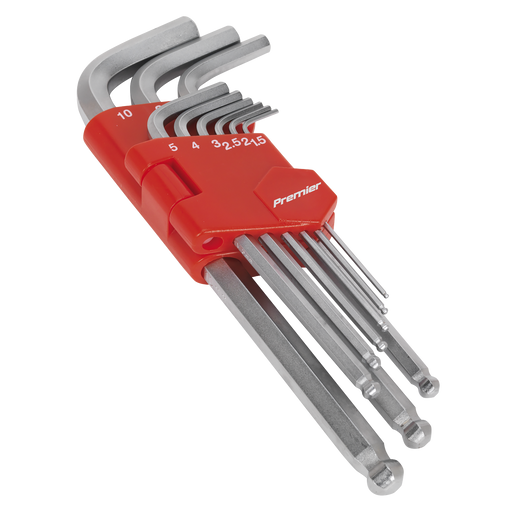 Sealey Premier Hex Key Set 9 Piece 1.5-10mm Ball-End