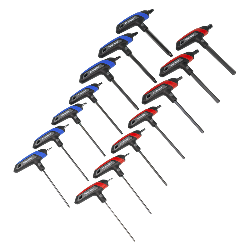 Sealey Premier T-Handle Hex & TRX-Star Key Set 14 Piece, 100mm Length