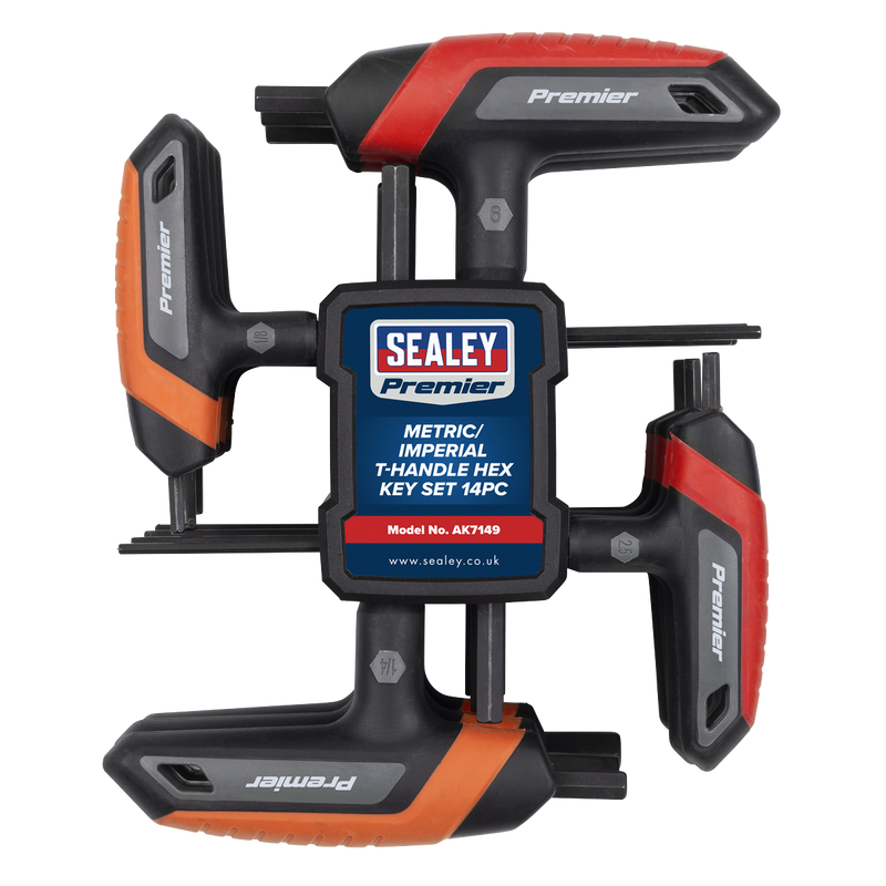 Sealey Premier T-Handle Hex Key Set 14 Piece Metric/Imperial AK7149