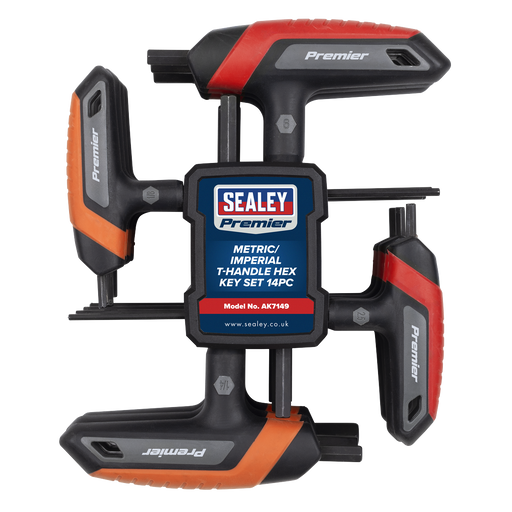 Sealey Premier T-Handle Hex Key Set 14 Piece Metric/Imperial AK7149