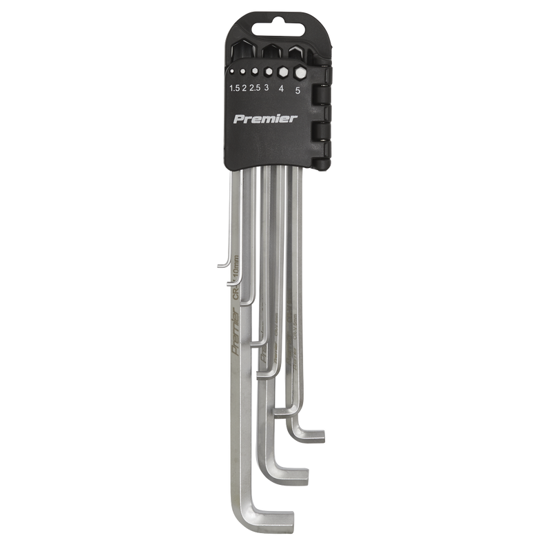 Sealey Premier Hex Key Set 9 Piece 1.5-10mm Extra-Long Stubby