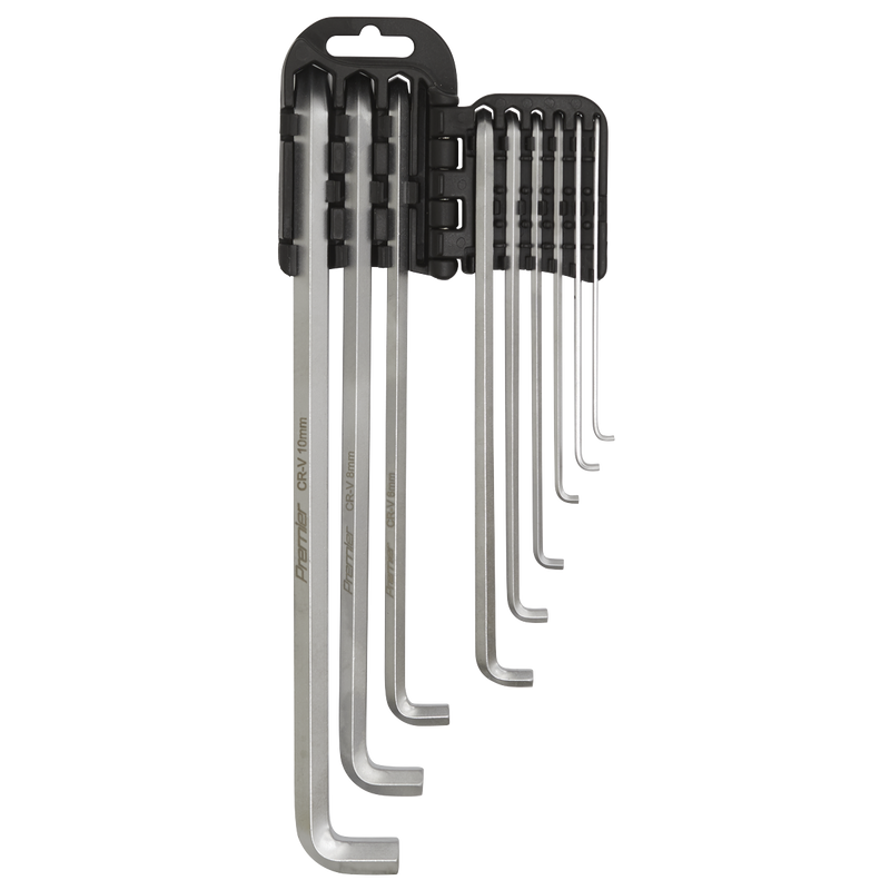 Sealey Premier Hex Key Set 9 Piece 1.5-10mm Extra-Long Stubby