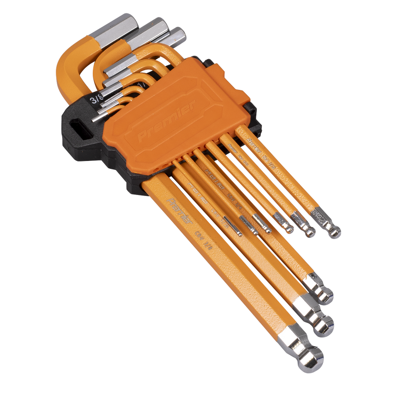 Sealey Premier Hex Key Set 9 Piece 62.5-177mm Chrome Vanadium Steel