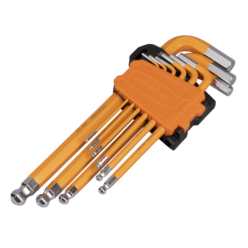 Sealey Premier Hex Key Set 9 Piece 62.5-177mm Chrome Vanadium Steel