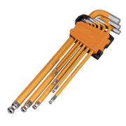 Sealey Premier Hex Key Set 9 Piece Ball-End Extra-Long 1/16" to 3/8"