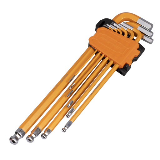 Sealey Premier Hex Key Set 9 Piece Ball-End Extra-Long 1/16" to 3/8"