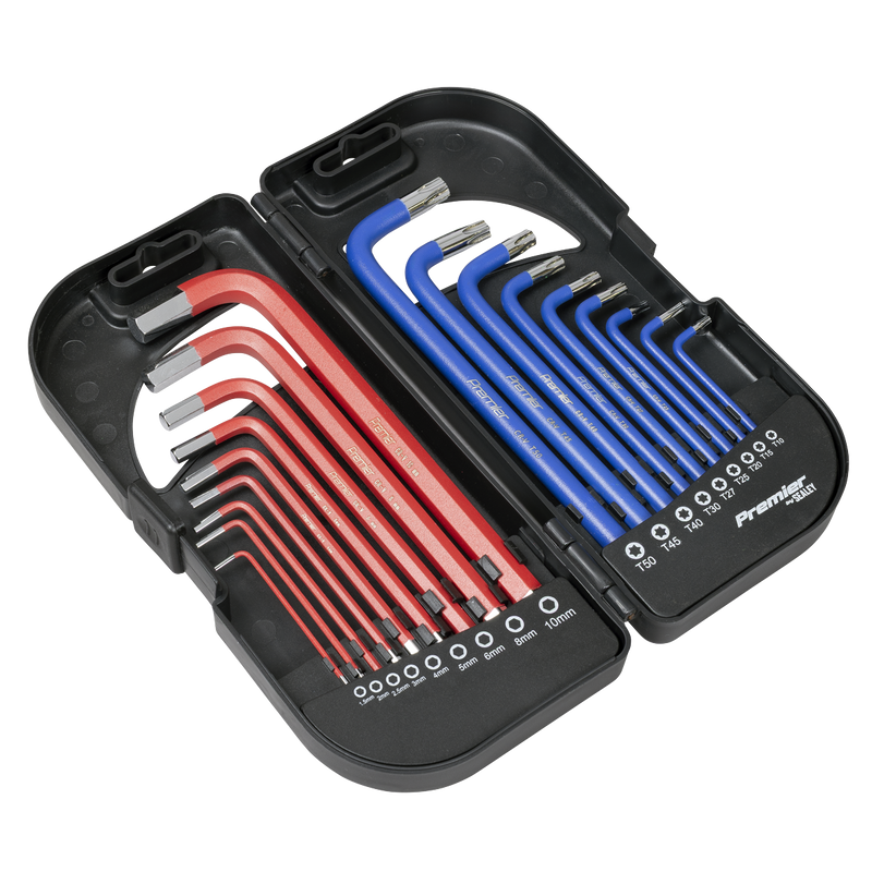 Sealey Premier Long Anti-Slip Hex Key Set 18 Piece AK7176