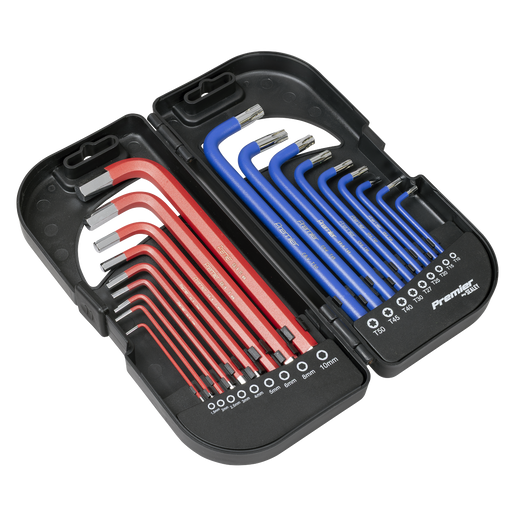 Sealey Premier Long Anti-Slip Hex Key Set 18 Piece AK7176
