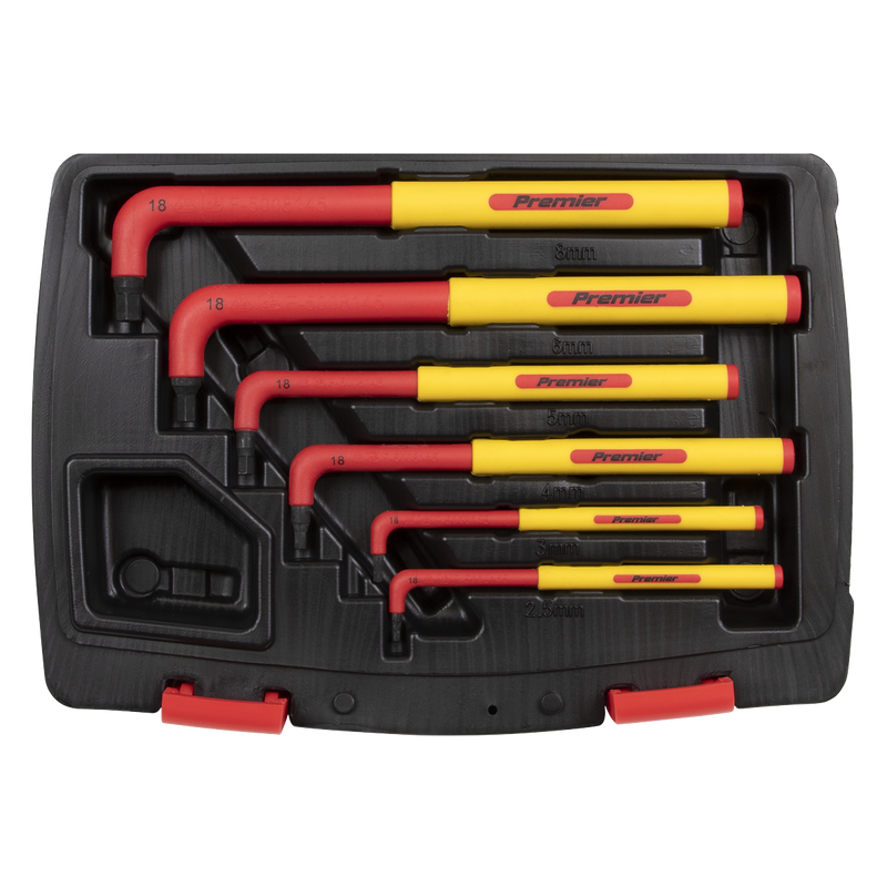 Sealey Premier Hex Key Set 6 Piece - VDE Approved, Sizes 2.5-8mm