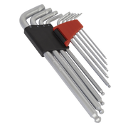 Sealey Premier Lock-On™ Extra-Long Hex Key Set 9 Piece 1.5-10mm
