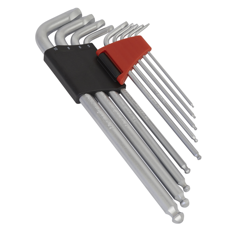 Sealey Premier Lock-On™ Extra-Long Hex Key Set 9 Piece 1.5-10mm