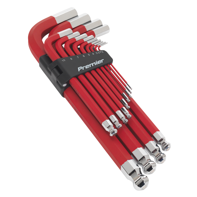 Sealey Premier Jumbo Hex Key Set 13 Piece 2-19mm Anti-Slip