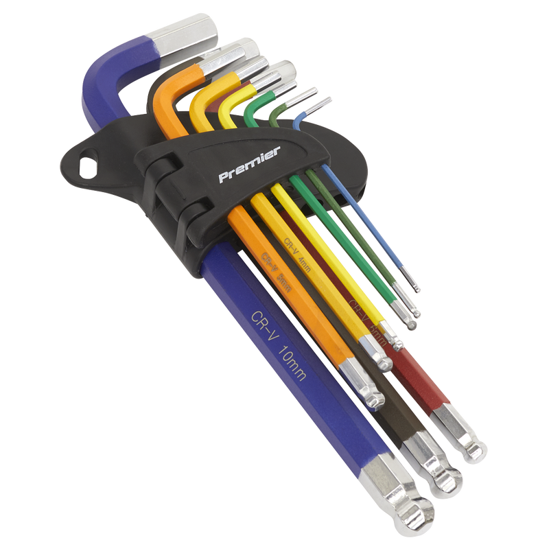 Sealey Premier Hex Key Set 9 Piece 1.5-10mm Chrome Vanadium Steel