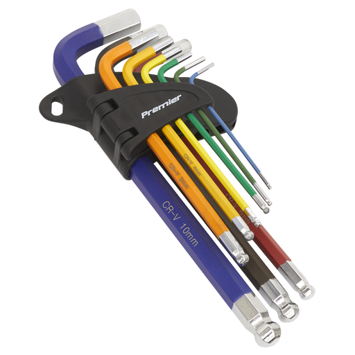 Sealey Premier Hex Key Set 9 Piece 1.5-10mm Chrome Vanadium Steel
