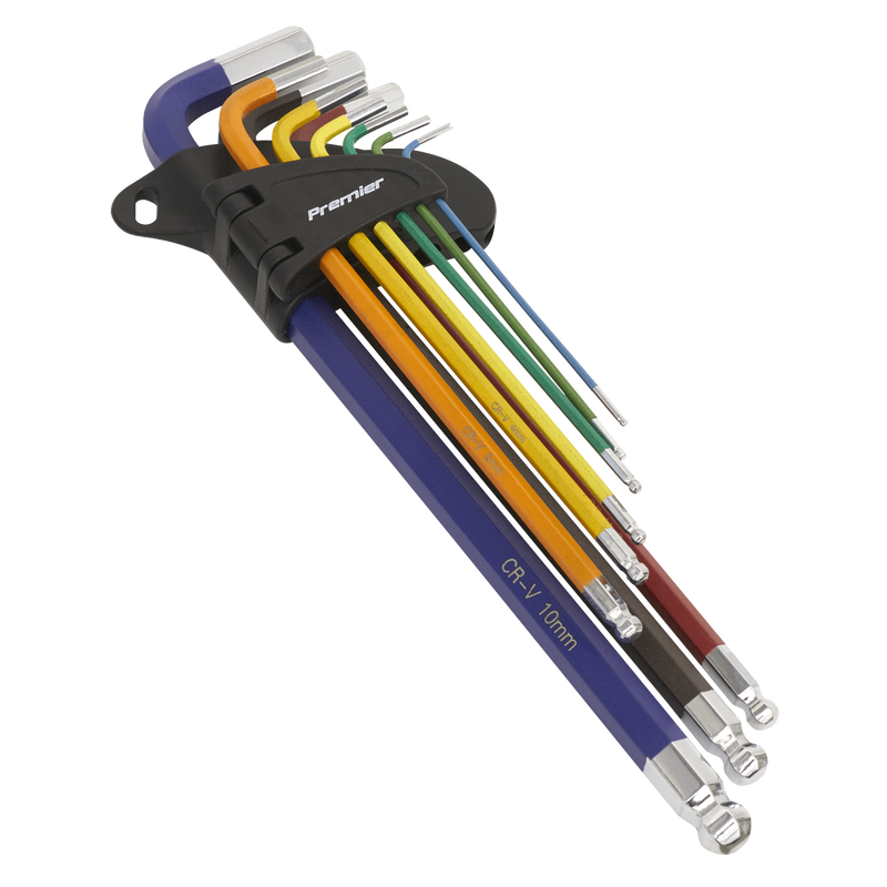 Sealey Premier Extra-Long Hex Key Set 9 Piece 1.5-10mm