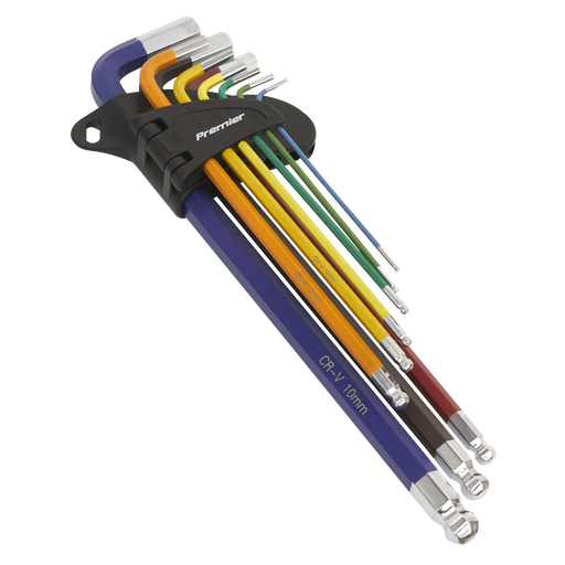 Sealey Premier Extra-Long Hex Key Set 9 Piece 1.5-10mm