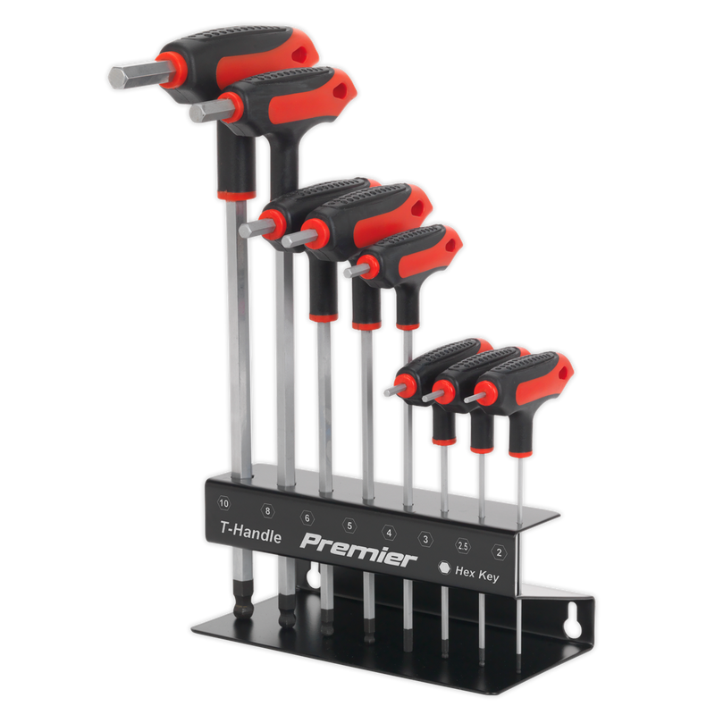 Sealey Premier T-Handle Ball-End Hex Key Set 8 Piece 100-200mm