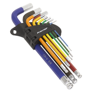 Sealey Premier Long Ball-End Hex Key Set 9 Piece 65-175mm
