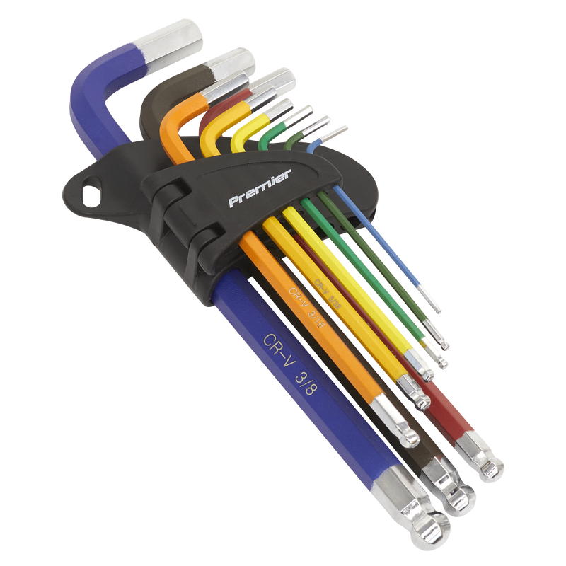 Sealey Premier Long Ball-End Hex Key Set 9 Piece 65-175mm
