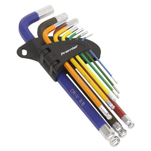 Sealey Premier Long Ball-End Hex Key Set 9 Piece 65-175mm