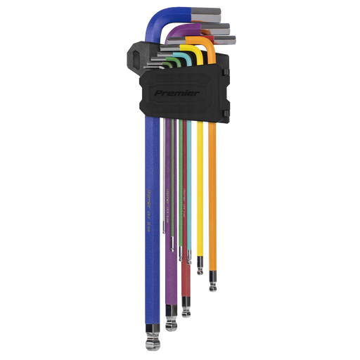Sealey Premier Extra-Long Ball-End Hex Key Set 9 Piece 90-230mm