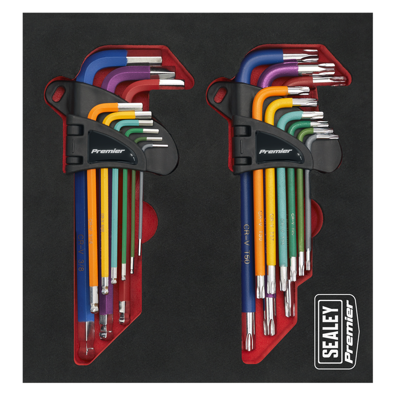 Sealey Premier Hex Key Set 18 Piece Ball-End & TRX-Star AK7199