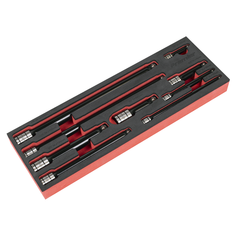 Sealey Premier Black Extension Bar Set 1/4", 3/8", 1/2"Sq Drive 9 Piece