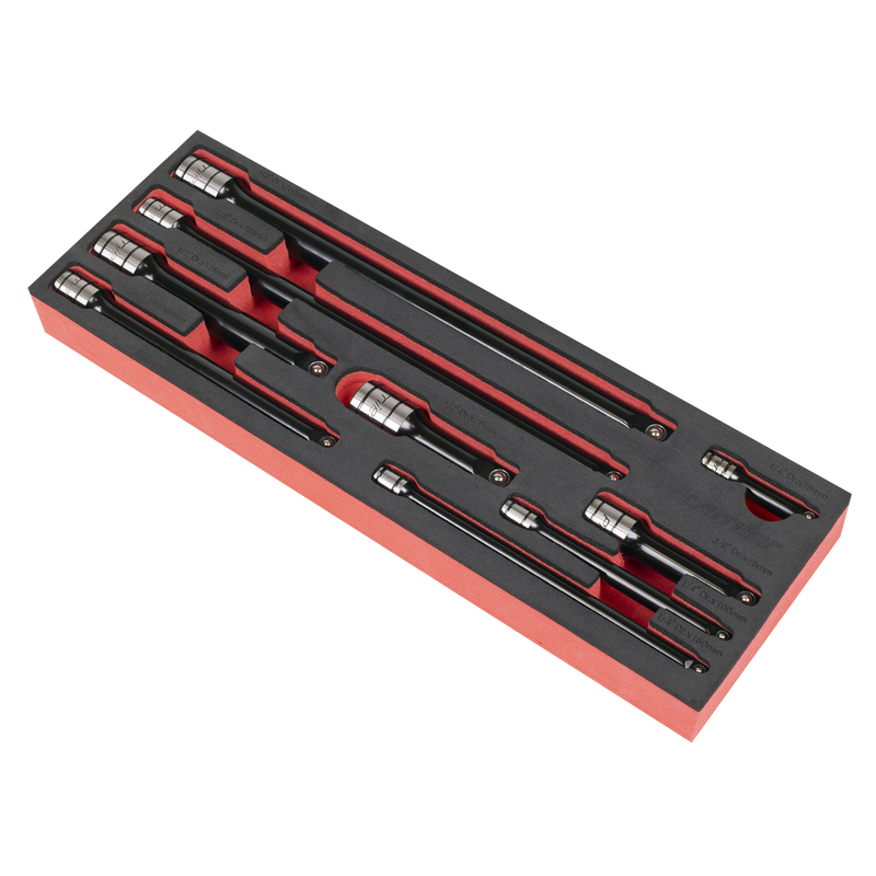 Sealey Premier Black Extension Bar Set 1/4", 3/8", 1/2"Sq Drive 9 Piece