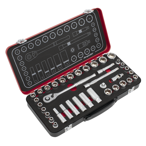 Sealey Premier Platinum Socket Set 37 Piece 3/8"Sq Drive Metric/Imperial