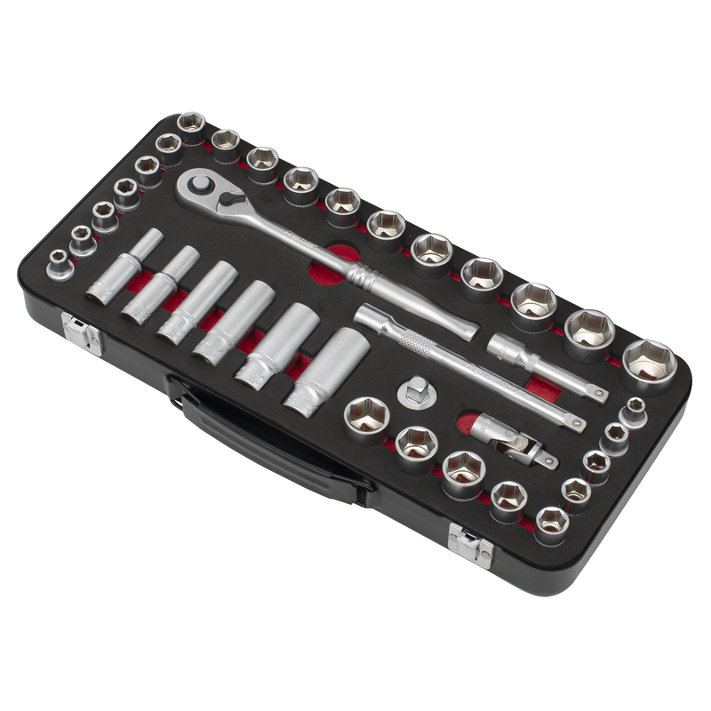 Sealey Premier Platinum Socket Set 37 Piece 3/8"Sq Drive Metric/Imperial