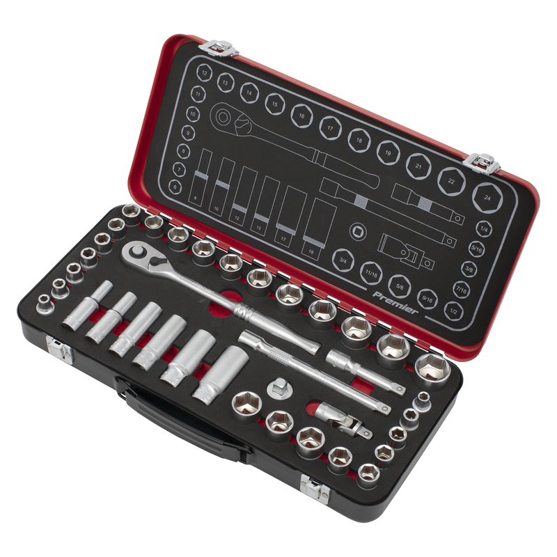 Sealey Premier Platinum Socket Set 37 Piece 3/8"Sq Drive Metric/Imperial