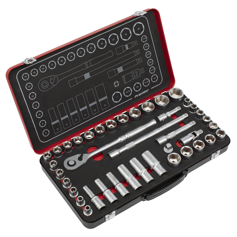 Sealey Premier Platinum Socket Set 40 Piece 1/2" Drive Metric/Imperial