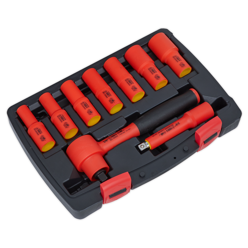 Sealey Premier Insulated Socket Set 3/8"Sq Drive 9 Piece - VDE Approved