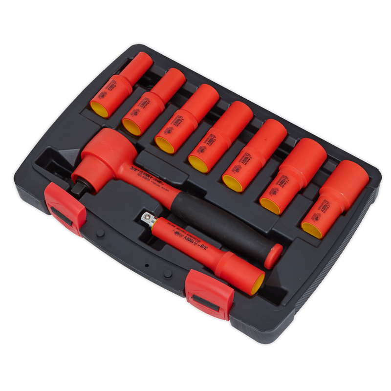 Sealey Premier Insulated Socket Set 3/8"Sq Drive 9 Piece - VDE Approved
