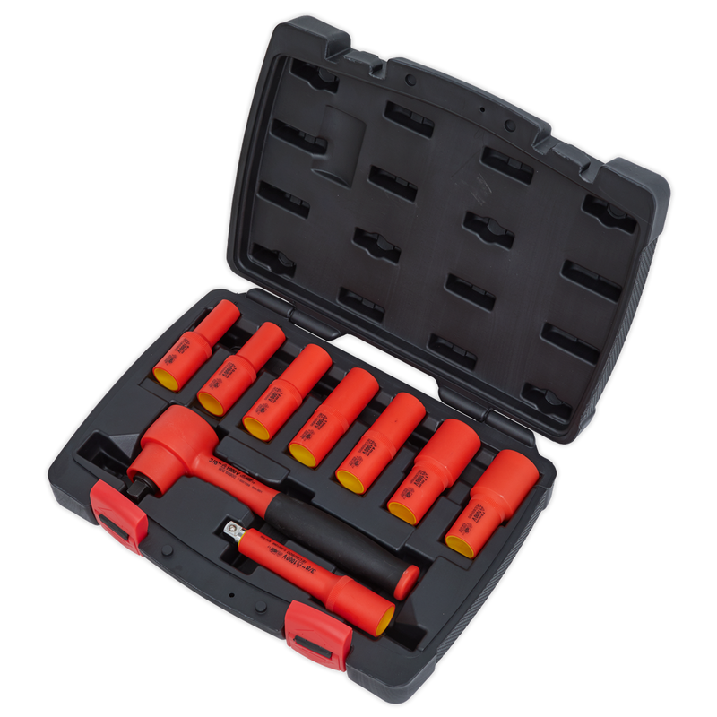 Sealey Premier Insulated Socket Set 3/8"Sq Drive 9 Piece - VDE Approved