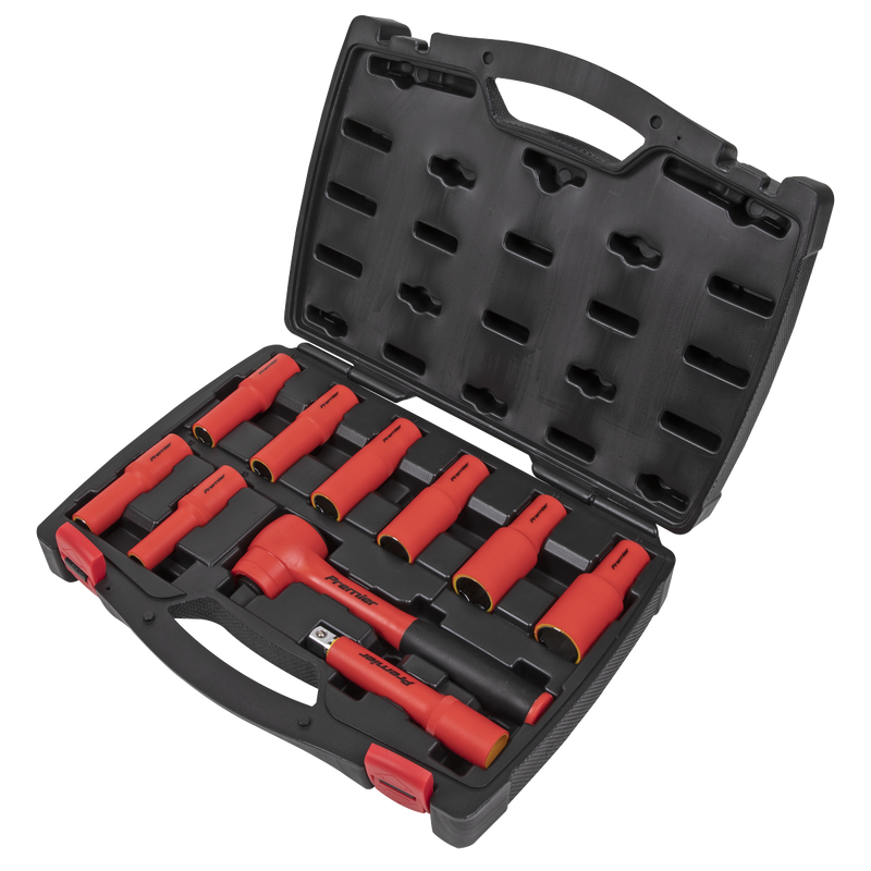 Sealey Premier Insulated Socket Set 1/2" Sq Drive 10 Piece - VDE Approved
