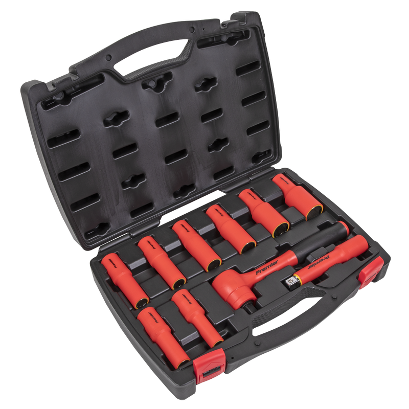 Sealey Premier Insulated Socket Set 1/2" Sq Drive 10 Piece - VDE Approved