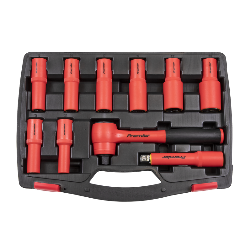 Sealey Premier Insulated Socket Set 1/2" Sq Drive 10 Piece - VDE Approved