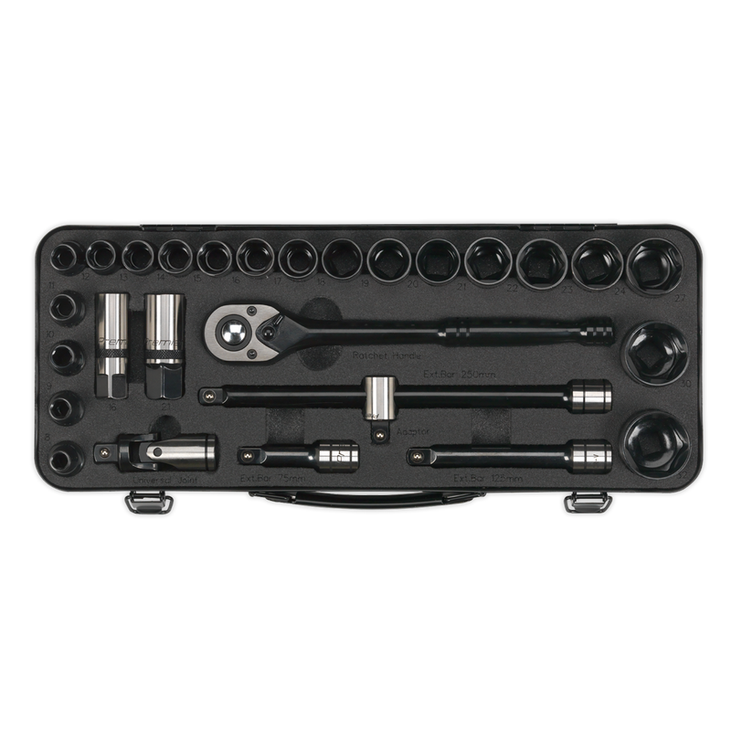 Sealey Premier Black Socket Set 1/2" Drive 28 Piece
