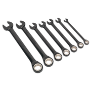 Sealey Premier Black Ratchet Spanner Set 7 Piece 8-19mm