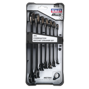Sealey Premier Black Ratchet Spanner Set 7 Piece 8-19mm