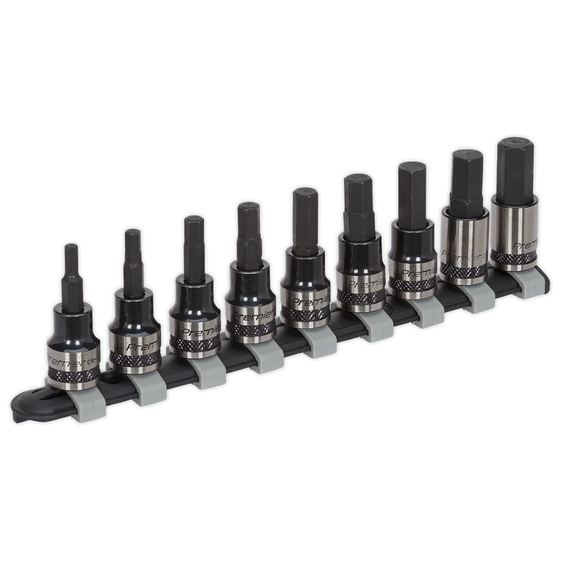 Sealey Premier Black Hex Key Socket Bit Set 3/8" Drive 9 Piece