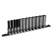 Sealey Premier Black Socket Set 3/8" Drive 12 Piece - Deep & Metric