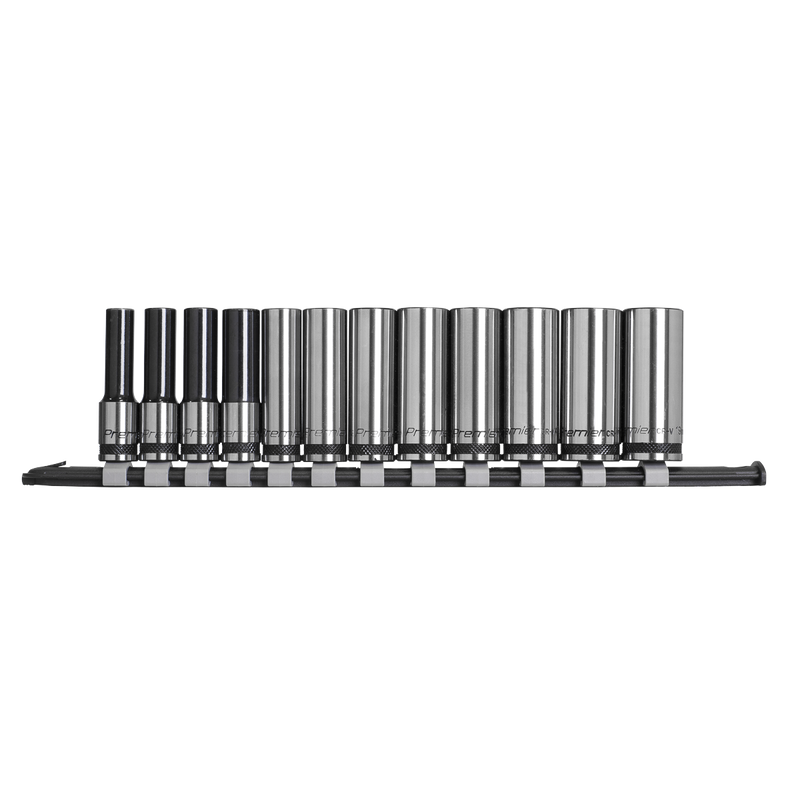 Sealey Premier Black Socket Set 3/8" Drive 12 Piece - Deep & Metric