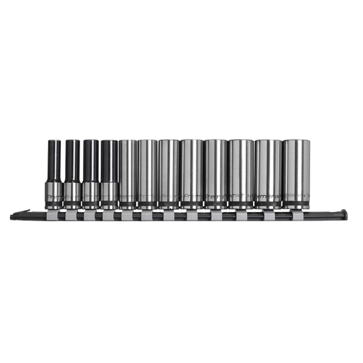 Sealey Premier Black Socket Set 3/8" Drive 12 Piece - Deep & Metric