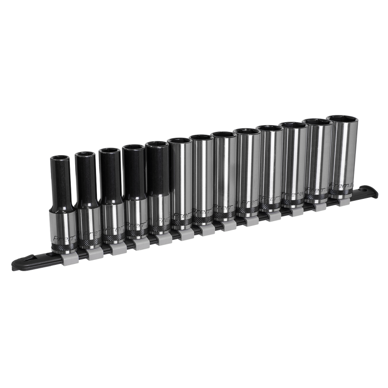 Sealey Premier Black Deep Socket Set 1/4"Sq Drive 13 Piece