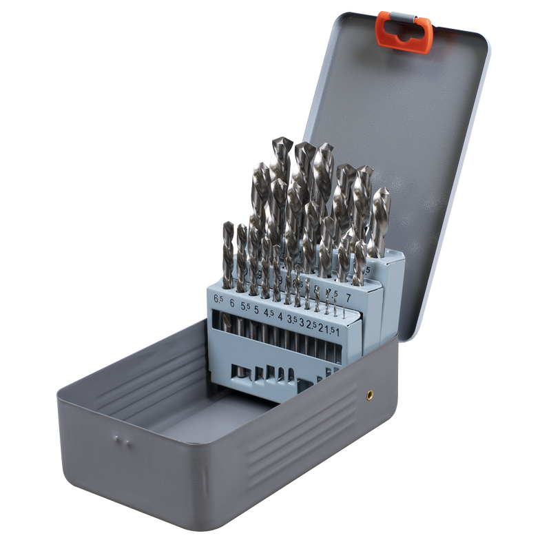 Sealey Left-Hand Spiral Drill Bit Set 25 Piece - Sizes Ø1-13mm