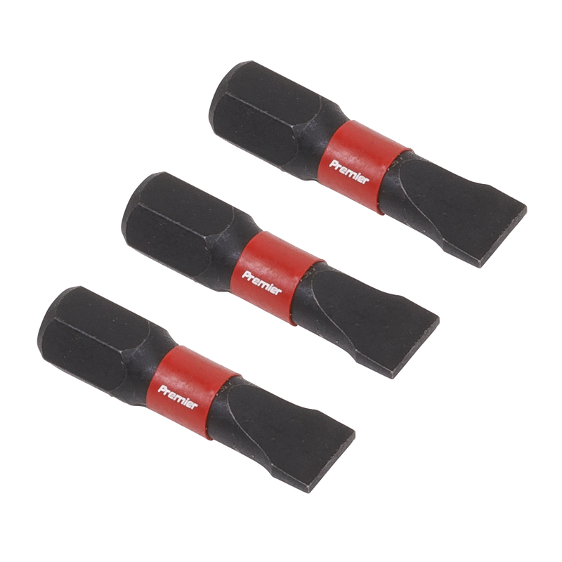 Sealey Premier Slotted Impact Power Tool Bits 6.5 x 25mm 3 Piece